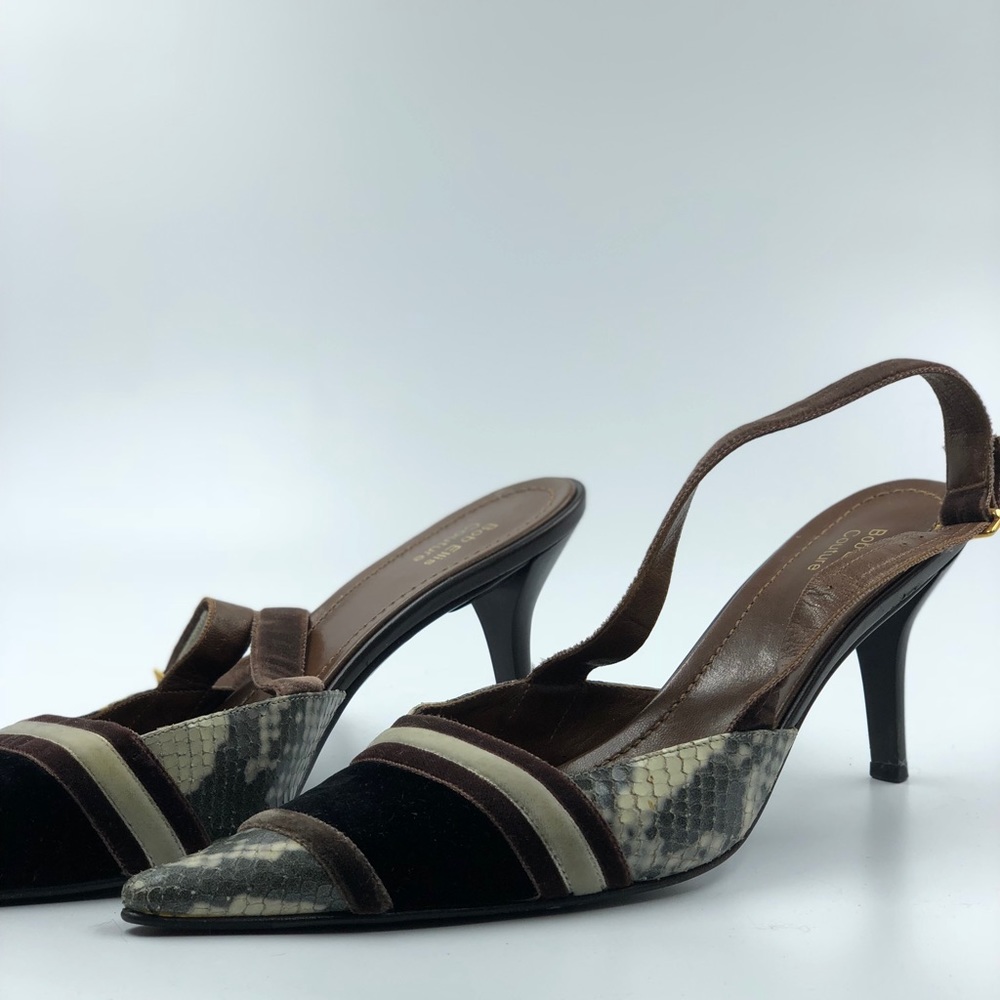 Snakeskin sling back